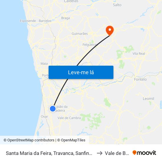 Santa Maria da Feira, Travanca, Sanfins e Espargo to Vale de Bouro map