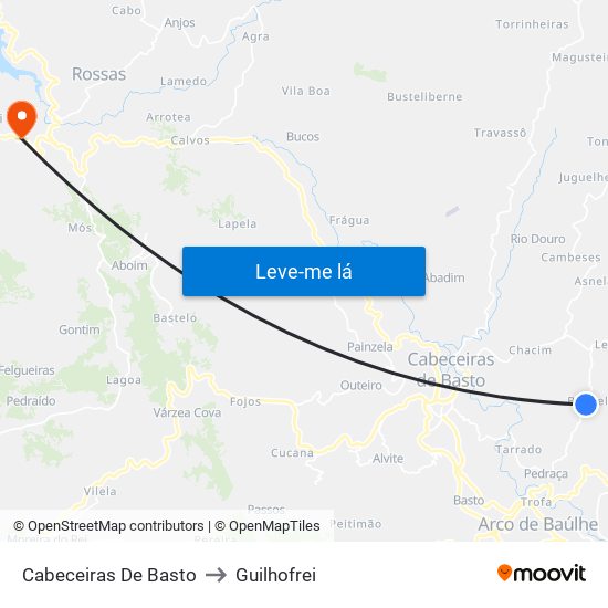 Cabeceiras De Basto to Guilhofrei map