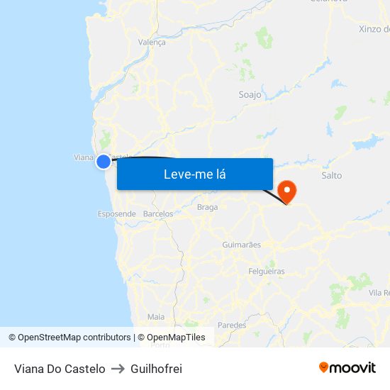 Viana Do Castelo to Guilhofrei map