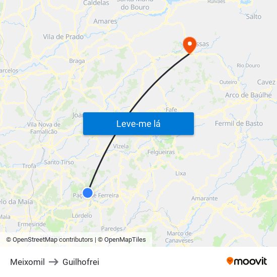 Meixomil to Guilhofrei map