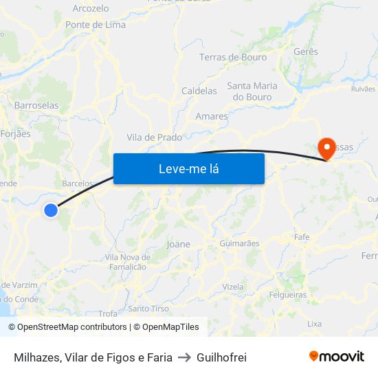 Milhazes, Vilar de Figos e Faria to Guilhofrei map