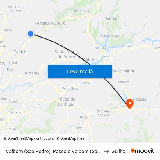 Valbom (São Pedro), Passô e Valbom (São Martinho) to Guilhofrei map
