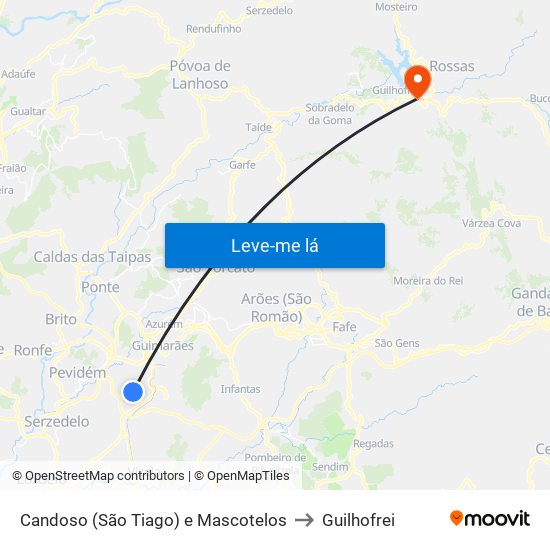 Candoso (São Tiago) e Mascotelos to Guilhofrei map