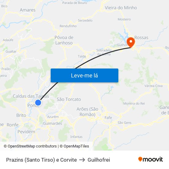 Prazins (Santo Tirso) e Corvite to Guilhofrei map