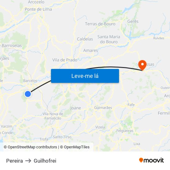Pereira to Guilhofrei map
