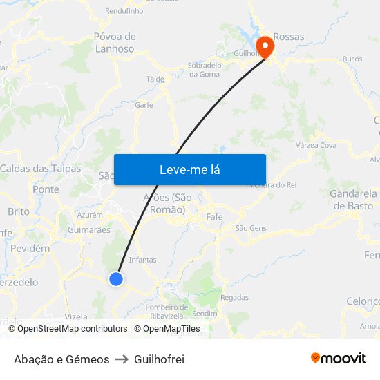 Abação e Gémeos to Guilhofrei map