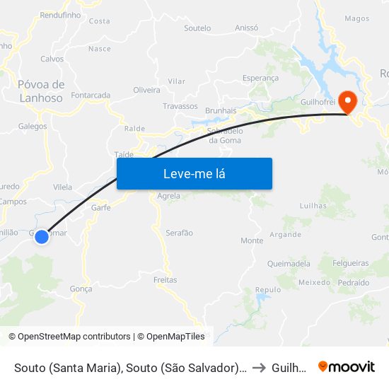 Souto (Santa Maria), Souto (São Salvador) e Gondomar to Guilhofrei map