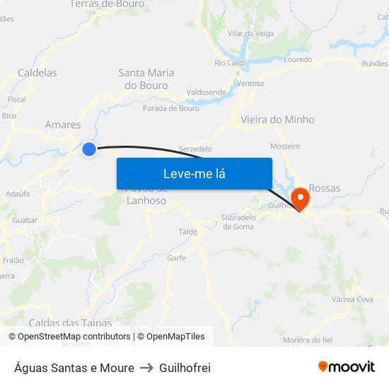 Águas Santas e Moure to Guilhofrei map