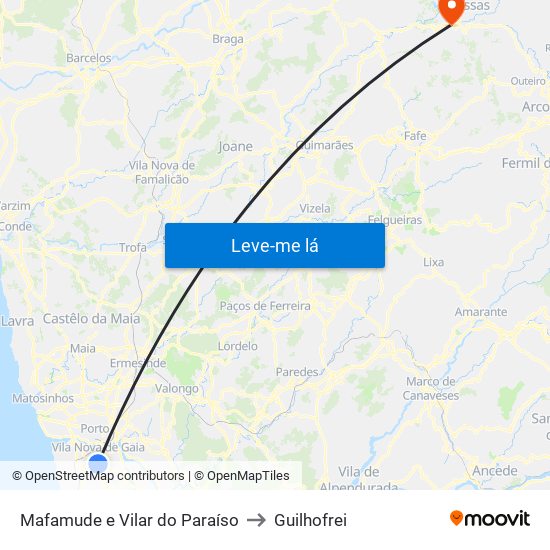 Mafamude e Vilar do Paraíso to Guilhofrei map
