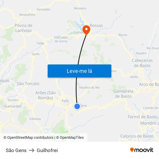 São Gens to Guilhofrei map