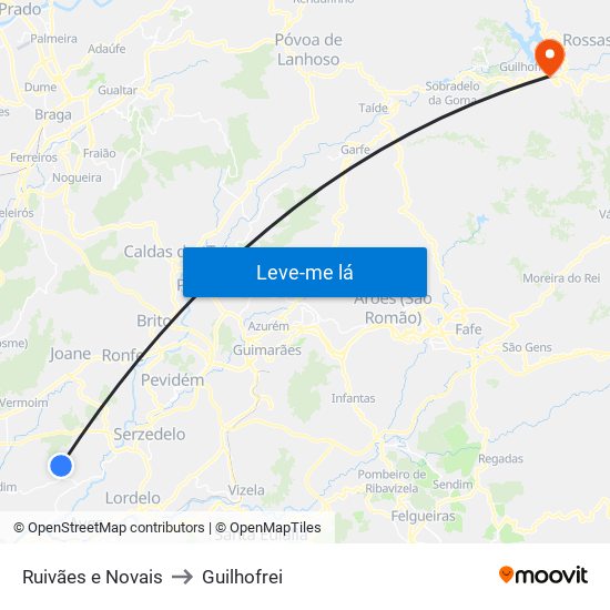 Ruivães e Novais to Guilhofrei map