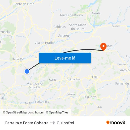 Carreira e Fonte Coberta to Guilhofrei map