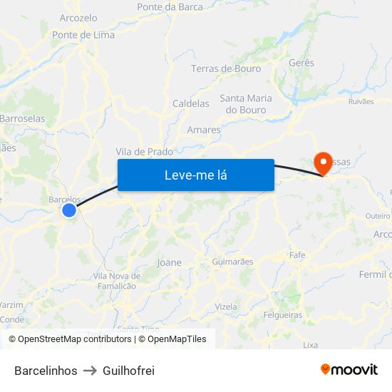 Barcelinhos to Guilhofrei map