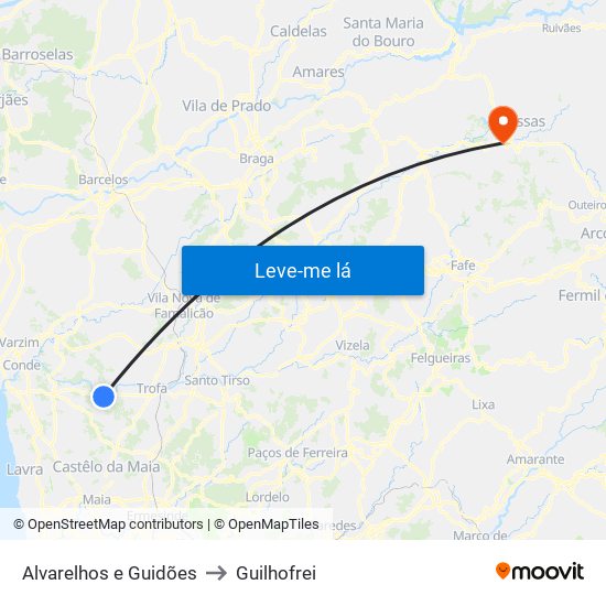 Alvarelhos e Guidões to Guilhofrei map