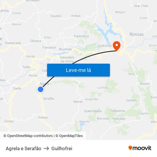 Agrela e Serafão to Guilhofrei map
