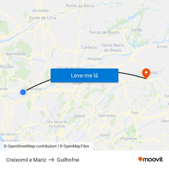 Creixomil e Mariz to Guilhofrei map