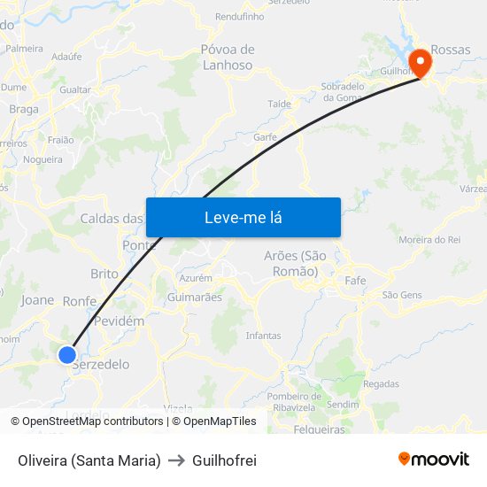 Oliveira (Santa Maria) to Guilhofrei map