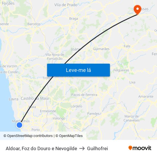 Aldoar, Foz do Douro e Nevogilde to Guilhofrei map