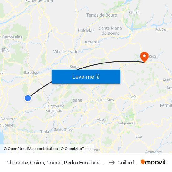 Chorente, Góios, Courel, Pedra Furada e Gueral to Guilhofrei map