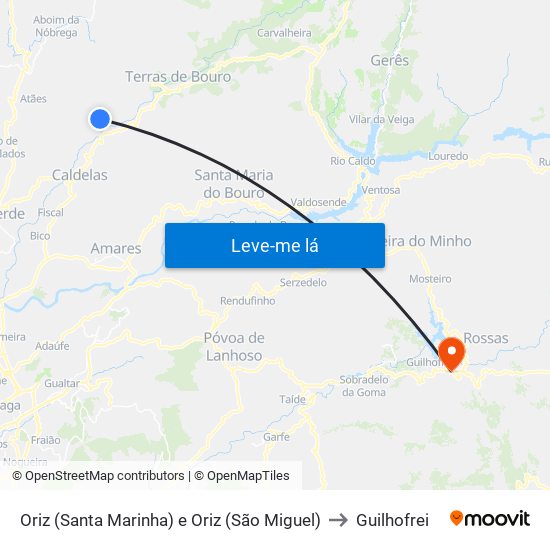 Oriz (Santa Marinha) e Oriz (São Miguel) to Guilhofrei map