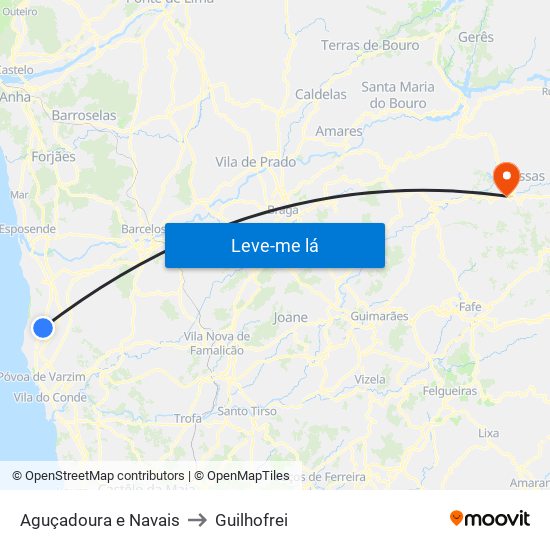 Aguçadoura e Navais to Guilhofrei map