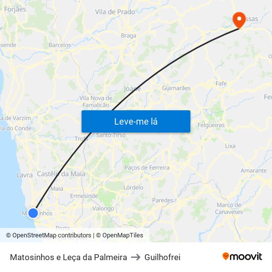 Matosinhos e Leça da Palmeira to Guilhofrei map