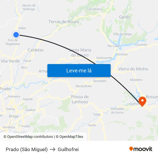 Prado (São Miguel) to Guilhofrei map