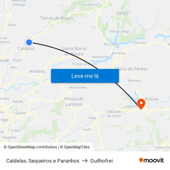 Caldelas, Sequeiros e Paranhos to Guilhofrei map