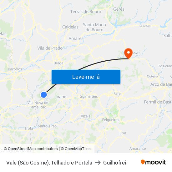 Vale (São Cosme), Telhado e Portela to Guilhofrei map