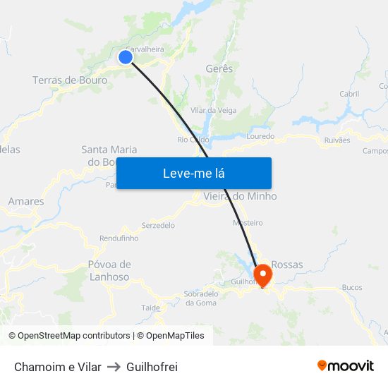 Chamoim e Vilar to Guilhofrei map
