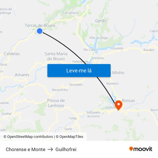 Chorense e Monte to Guilhofrei map