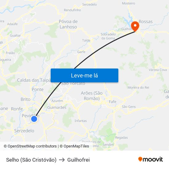 Selho (São Cristóvão) to Guilhofrei map