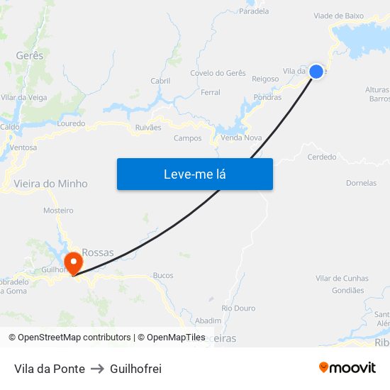 Vila da Ponte to Guilhofrei map