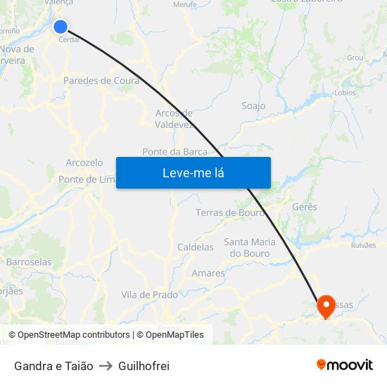 Gandra e Taião to Guilhofrei map