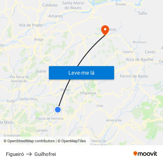 Figueiró to Guilhofrei map