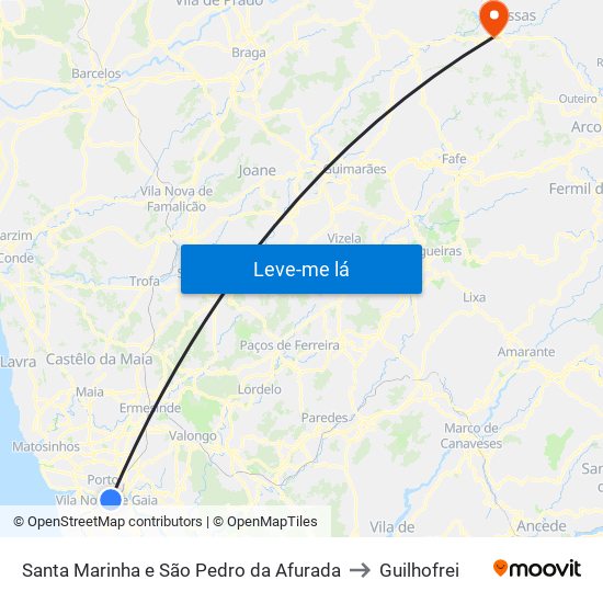 Santa Marinha e São Pedro da Afurada to Guilhofrei map