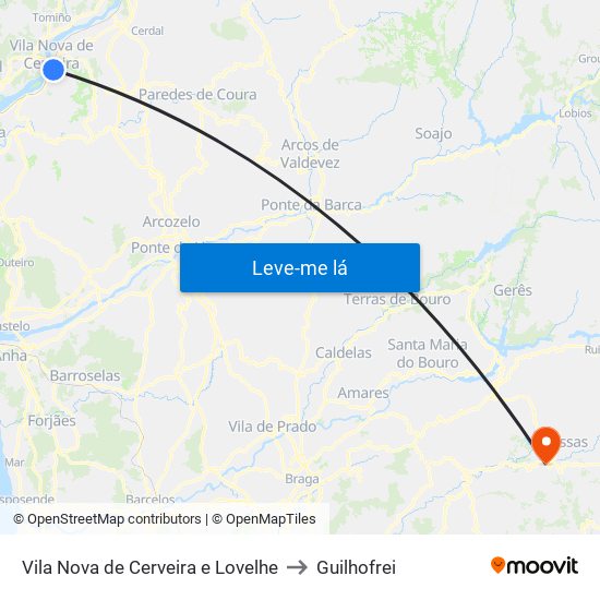Vila Nova de Cerveira e Lovelhe to Guilhofrei map