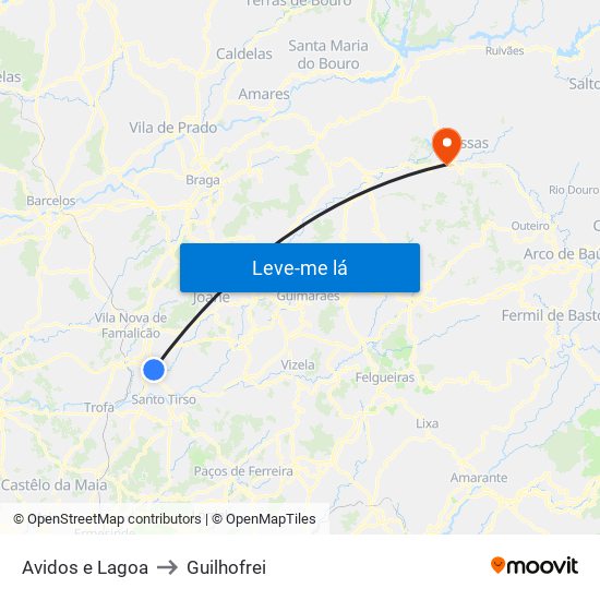 Avidos e Lagoa to Guilhofrei map