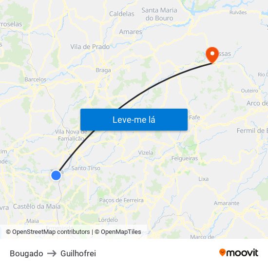 Bougado to Guilhofrei map
