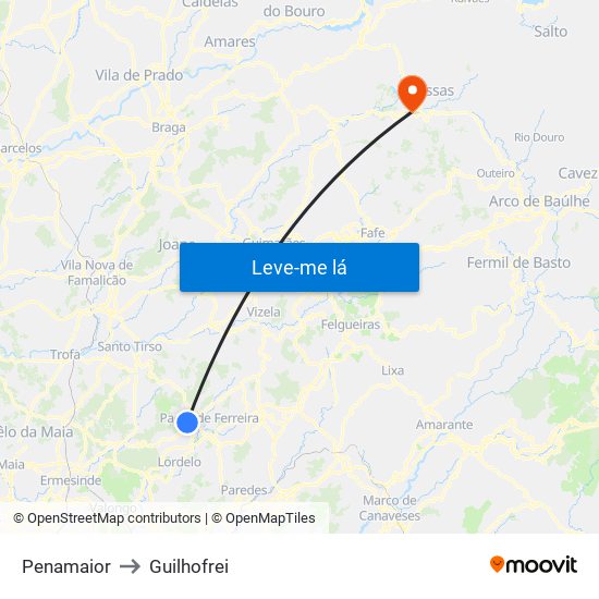Penamaior to Guilhofrei map