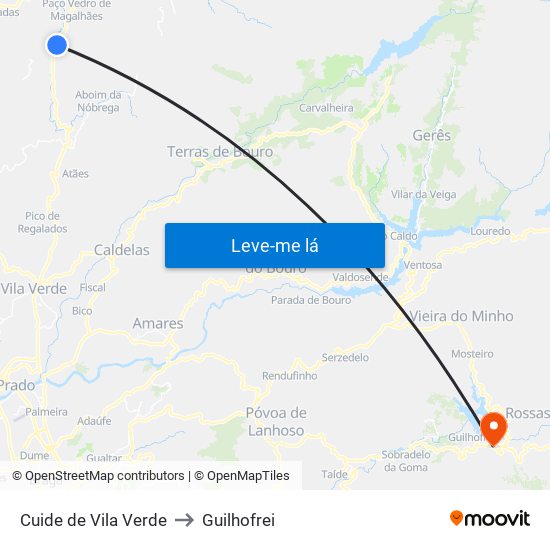 Cuide de Vila Verde to Guilhofrei map