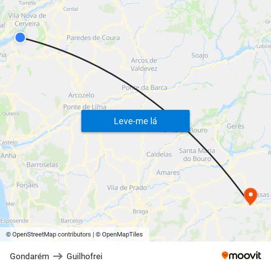Gondarém to Guilhofrei map
