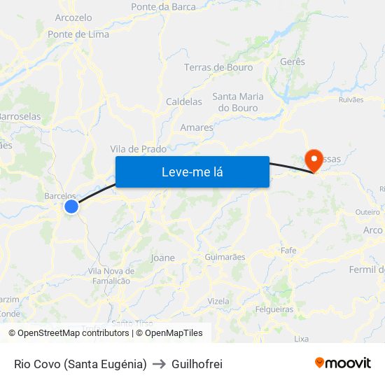 Rio Covo (Santa Eugénia) to Guilhofrei map