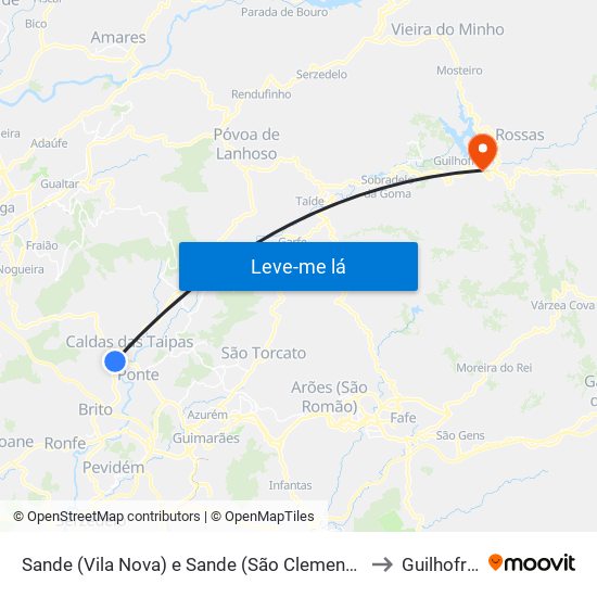 Sande (Vila Nova) e Sande (São Clemente) to Guilhofrei map
