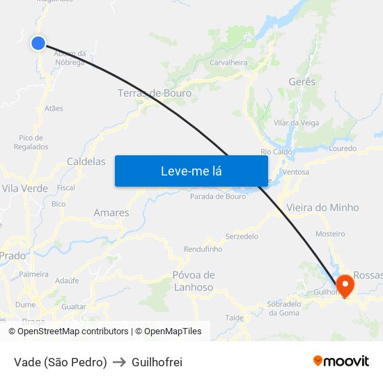 Vade (São Pedro) to Guilhofrei map