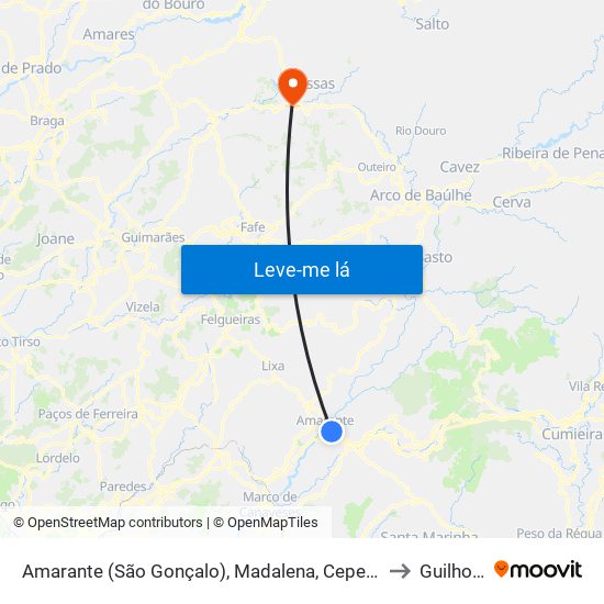 Amarante (São Gonçalo), Madalena, Cepelos e Gatão to Guilhofrei map