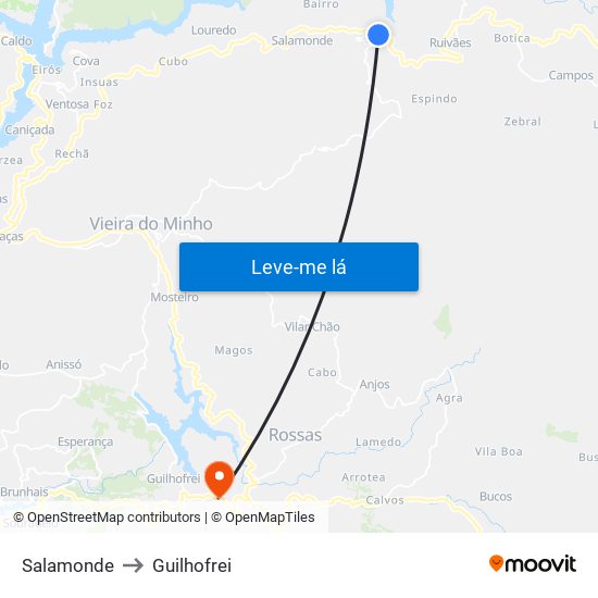 Salamonde to Guilhofrei map