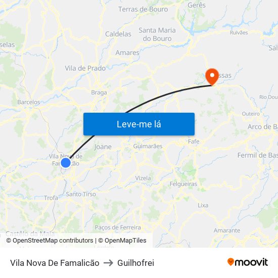 Vila Nova De Famalicão to Guilhofrei map