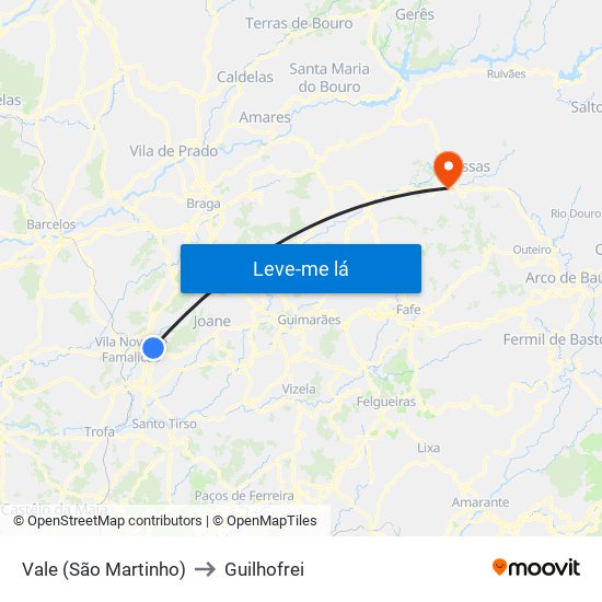 Vale (São Martinho) to Guilhofrei map