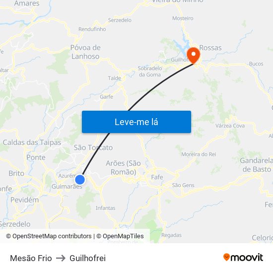 Mesão Frio to Guilhofrei map
